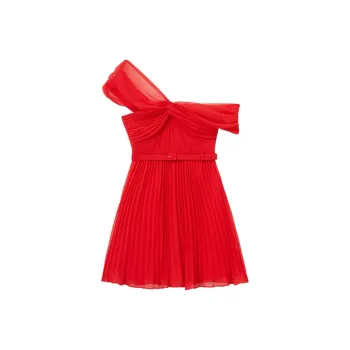Self portrait Off shoulder Plissé Mini Dress