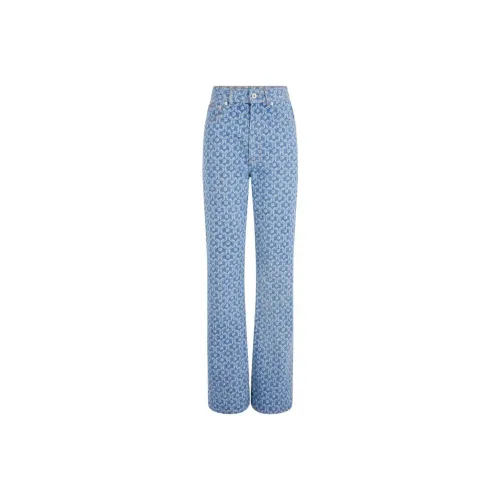 Paco Rabanne Patterned High Waist Straight Leg Jeans