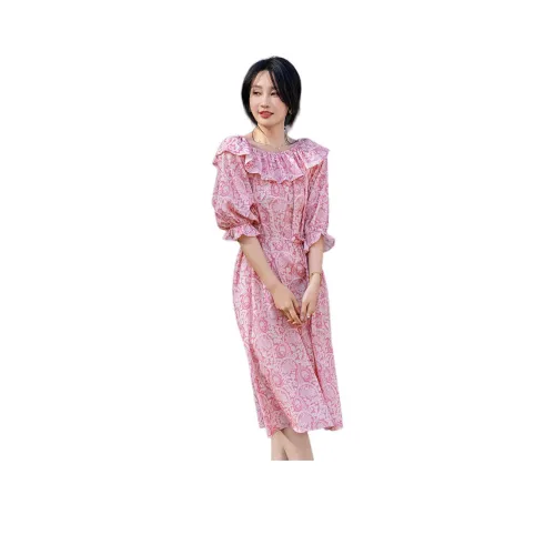 【dme】 Short-Sleeved Dresses Women's Pink