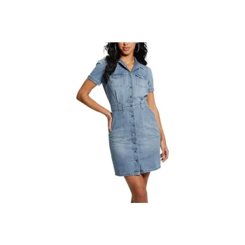 GUESS Lylian Denim Dress Short-Sleeved Dresses Women's Blue