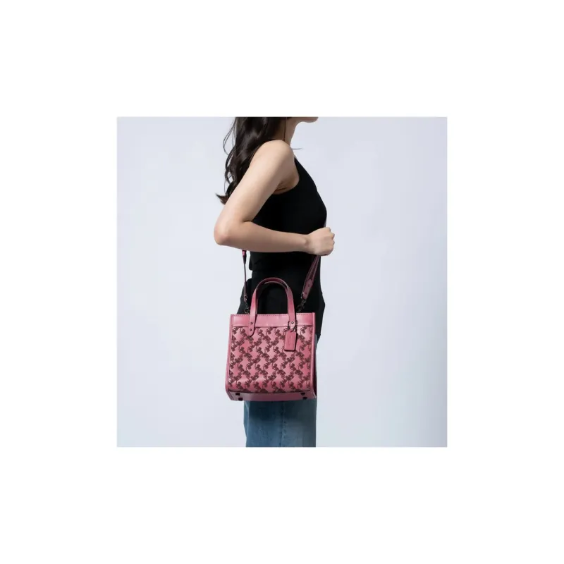 COACH Field Cow Leather Tote Bag, Shopping Bag, Handbag, Shoulder Bag, Crossbody Bag Women's Red-3