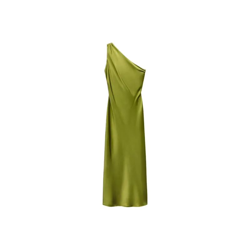 ZARA Sleeveless Dress Women's Olive Green-0