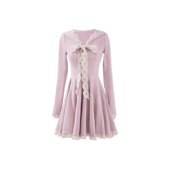 Blovelan Long Sleeved Dresses Women's Pastel Pink