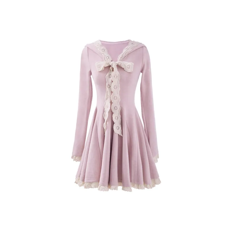 Blovelan Long Sleeved Dresses Women's Pastel Pink-0