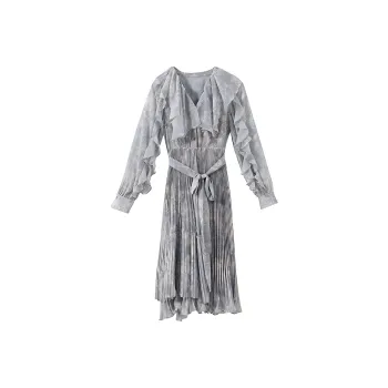 YUMOMO STAR Long-Sleeved Dresses Women's Light Gray Blue
