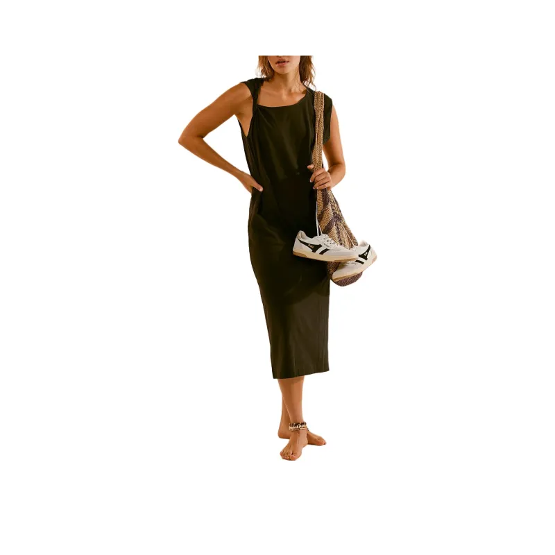 FREE PEOPLE Drew Tee Midi Sleeveless Dress Women's BLACK/Black-0