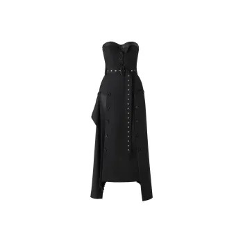 H&M Bandeau Dress With Leather Bra Black