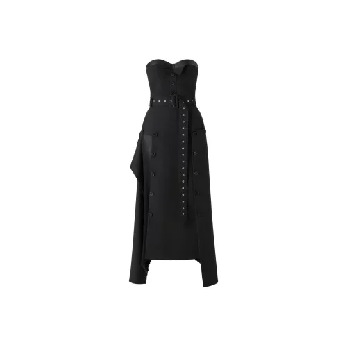 H&M Bandeau Dress With Leather Bra Black