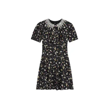 Bebe Short Sleeved Dress Women's Floral Black