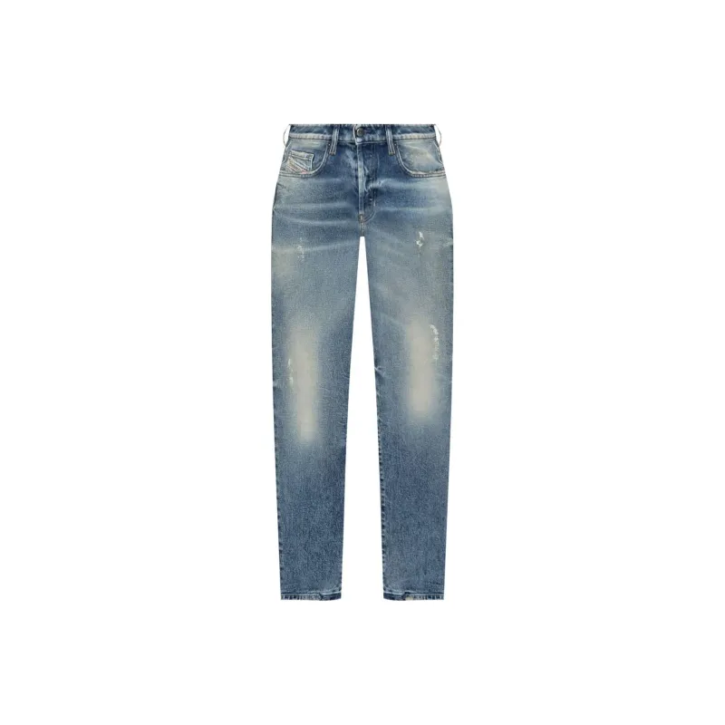 DIESEL 1989 D Mine Logo Embroidered Distressed Jeans-0