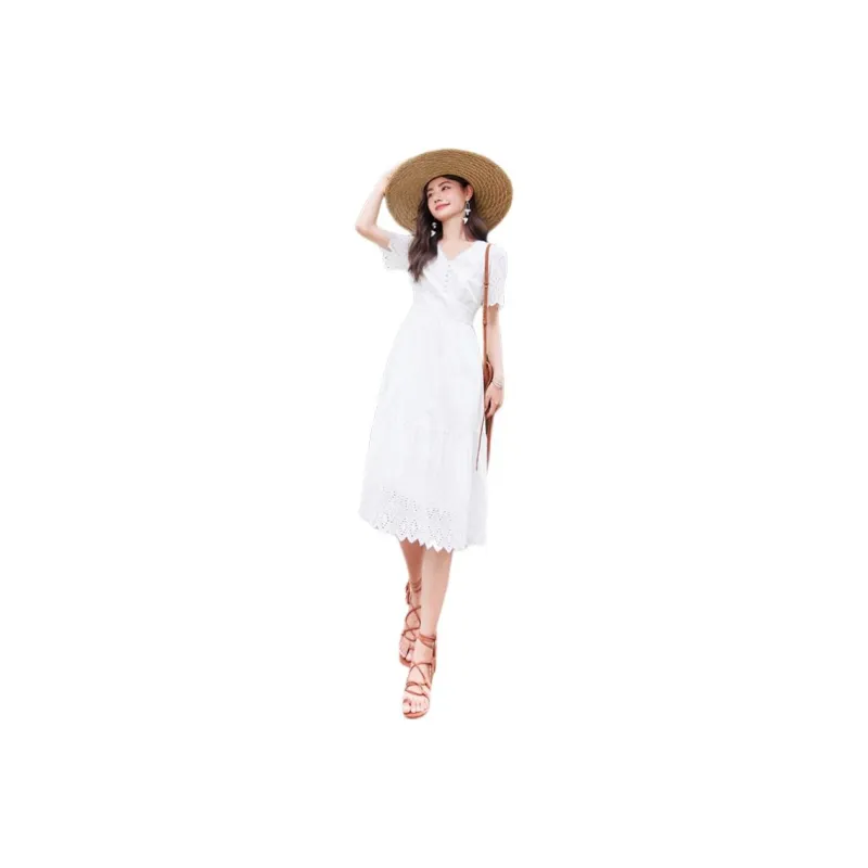GAP Short-Sleeved Dresses Women's White-0