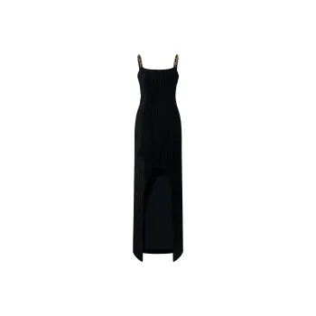 BALMAIN Chain Strap Velvet Maxi Dress