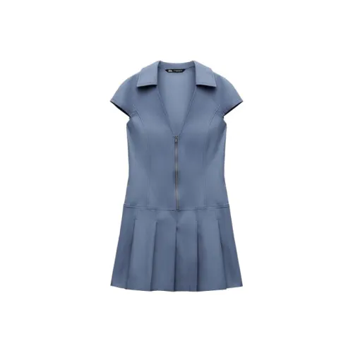 ZARA Short Sleeved Dress Women's Ocean