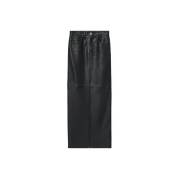 Alexander Wang FW24 Leather Long Skirt Women's Black