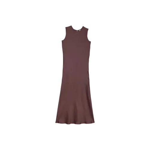 BASERANGE SS24 Dydine Tank Dress - Viscose Satin Sleeveless Dress Women's Dark Brown/Dark Brown