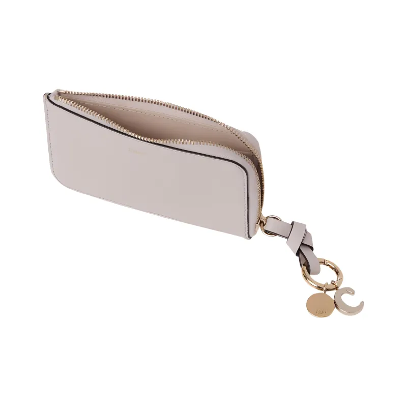 Chloe Alphabet Grained Calfskin Coin Purses Wallets Small Size Women's Wild Gray-2