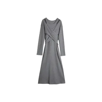 ELLE Long Sleeved Dresses Women's Light Gray