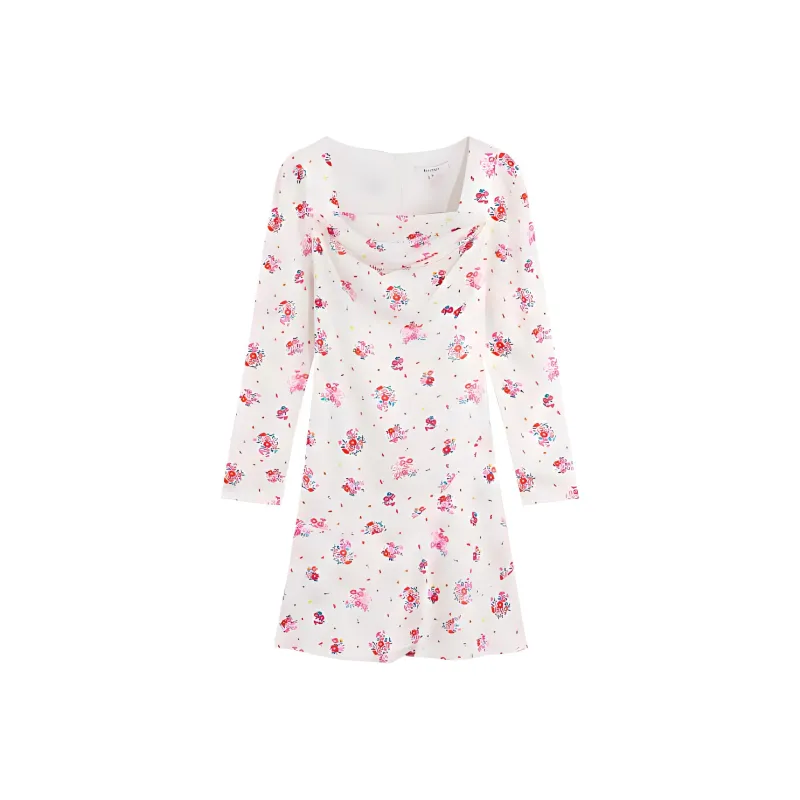 Bebe Long Sleeved Dresses Women's White Flower-0