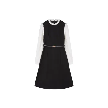 Mo Han Yi Mei Long Sleeved Dress Women's Black & White