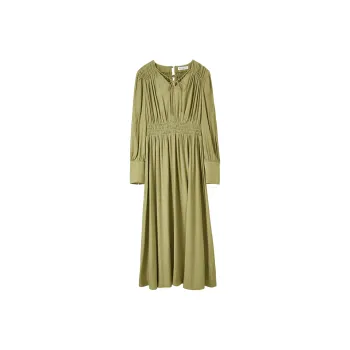 SENTUBILA Long Sleeved Dresses Women's Lime Green