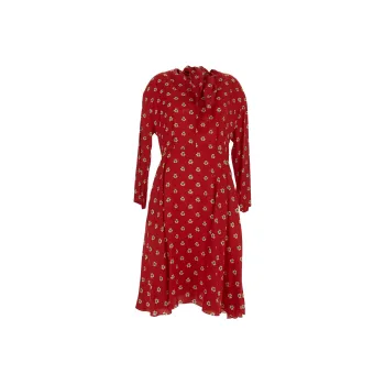 KENZO Teddy Flower Pleated Midi Dress
