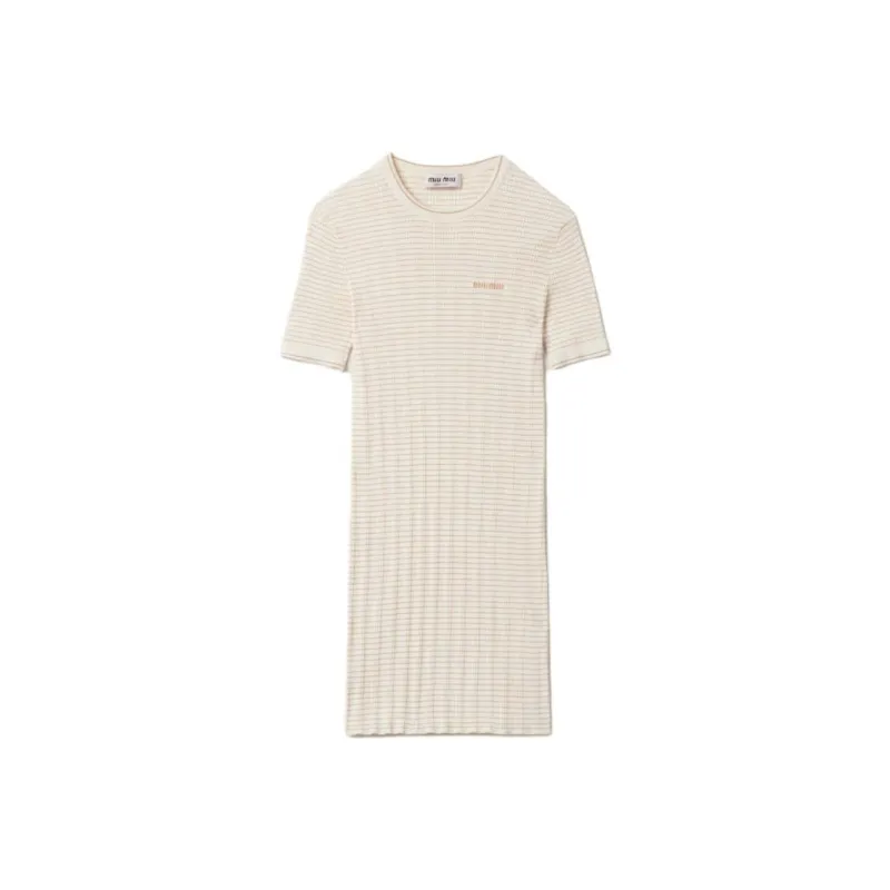 MIU MIU Short Sleeved Dresses Women's Beige-0