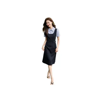 Mo Han Yi Mei Short Sleeved Dress Women's Navy Blue