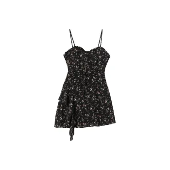 ONE PASS STUDIO Slip Dresses Women's Black With Pink Floral