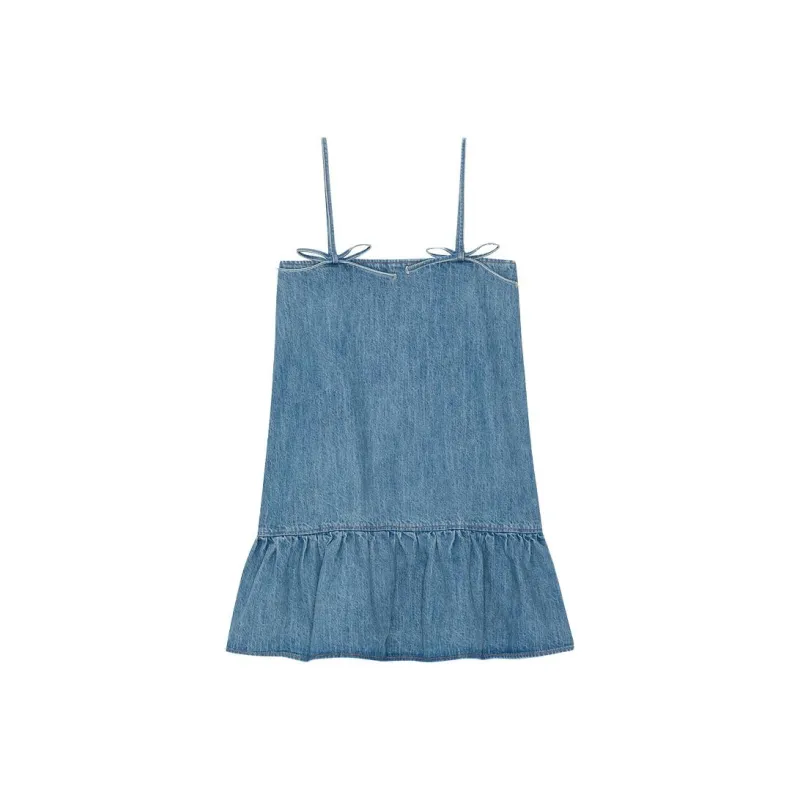 GANNI FW23 Slip Dresses Women's Blue-0