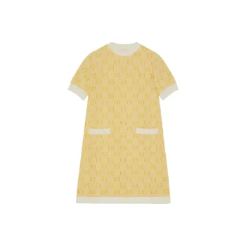 GUCCI SS24 Short Sleeved Dress Women's Yellow