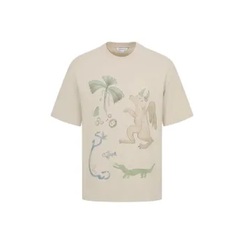 URBAN REVIVO T Shirts Men Light Khaki