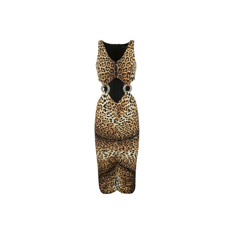 Roberto Cavalli Leopard print Cut out Midi Dress-0