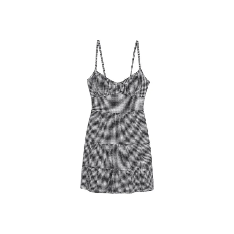 Hollister Slip Dresses Women's Black Plaid-0