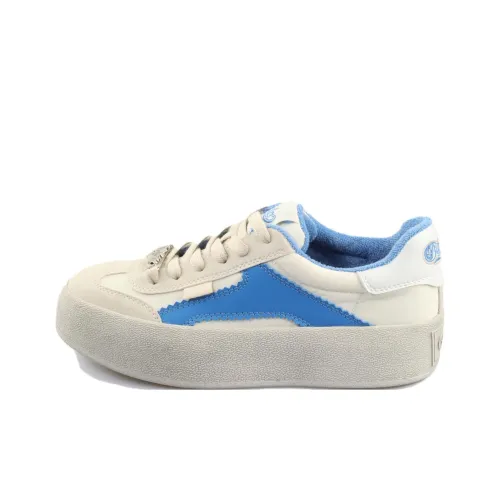 Buffalo Low Top Skateboard Shoes Unisex Beige Blue