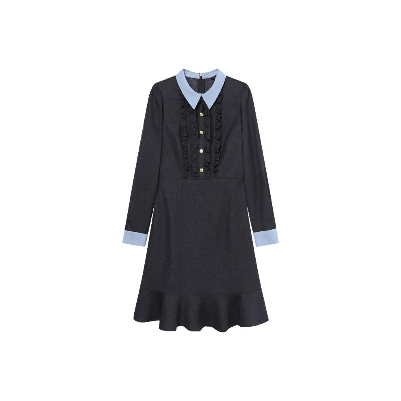 LOUISY AO Long Sleeved Dress Women's Navy Blue-0