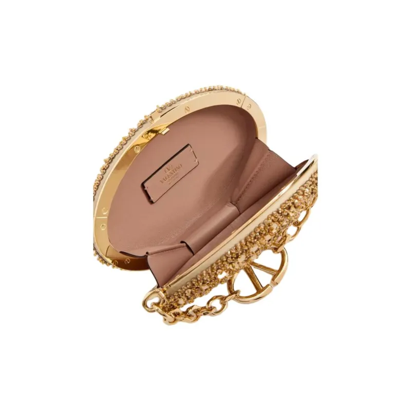 Valentino CARRY SECRETS Metal Shoulder Bag, Crossbody Bag, Handbag Women's Gold-4