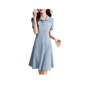 Mo Han Yi Mei Short Sleeved Dress Women's Light Blue