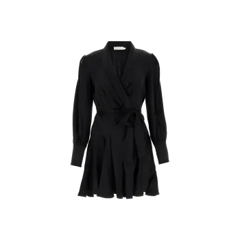 Zimmermann V-Neck Satin Wrap Dress