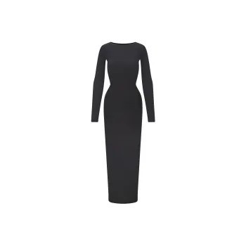 SKIMS FW24 FITS EVERYBODY LOW BACK LONG DRESS Long Sleeved Dresses Women's ONYX/Onyx