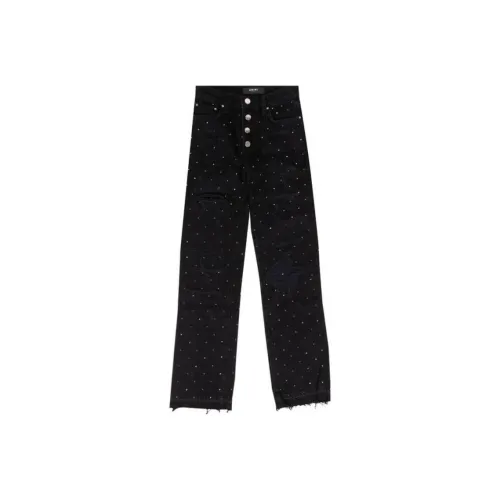 AMIPARIS Crystal Embellished Straight Jeans 'Black'