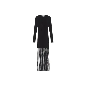 GANNI Knit Fringe Mini Dress 'Black'