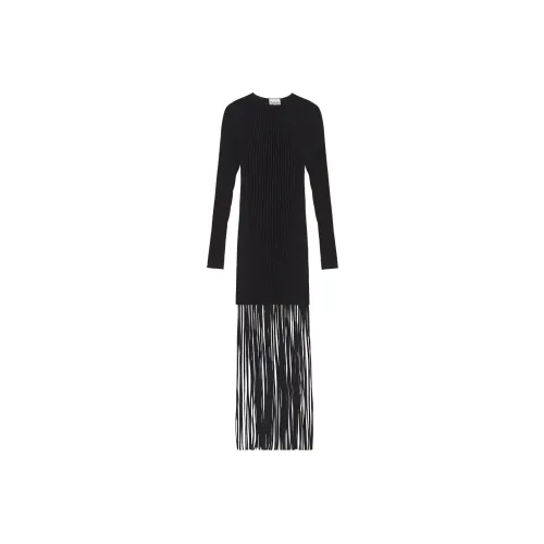 GANNI Knit Fringe Mini Dress 'Black'
