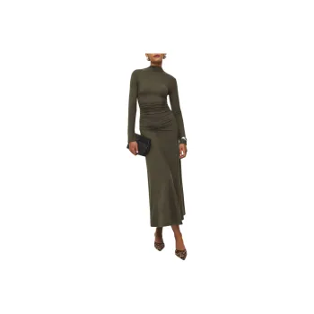REFORMATION Nemy Knit Dress Long-Sleeved Dresses Women's Pine Tree Green