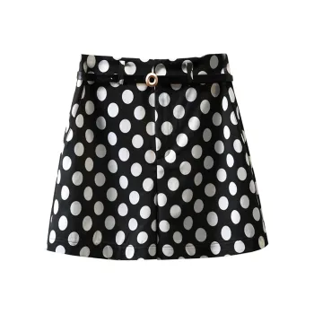 TOUCH Casual Shorts Women's Black Base With Beige Polka Dots