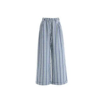 Kazakhstan Casual Pants Women's Blue Plaid