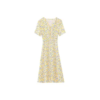PAIN OR PLEASURE Summer Short Sleeved Dresses Women's Light Yellow