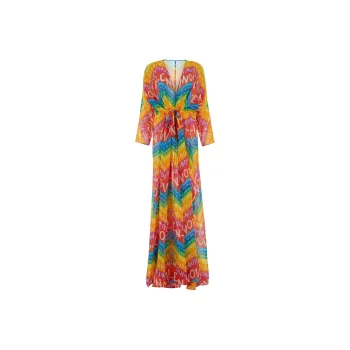 Valentino All-Over Patterned V-Neck Dress