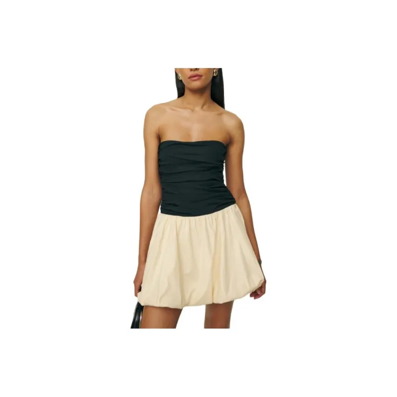 REFORMATION Clea Dress Sleeveless Dress Women's Black White-0