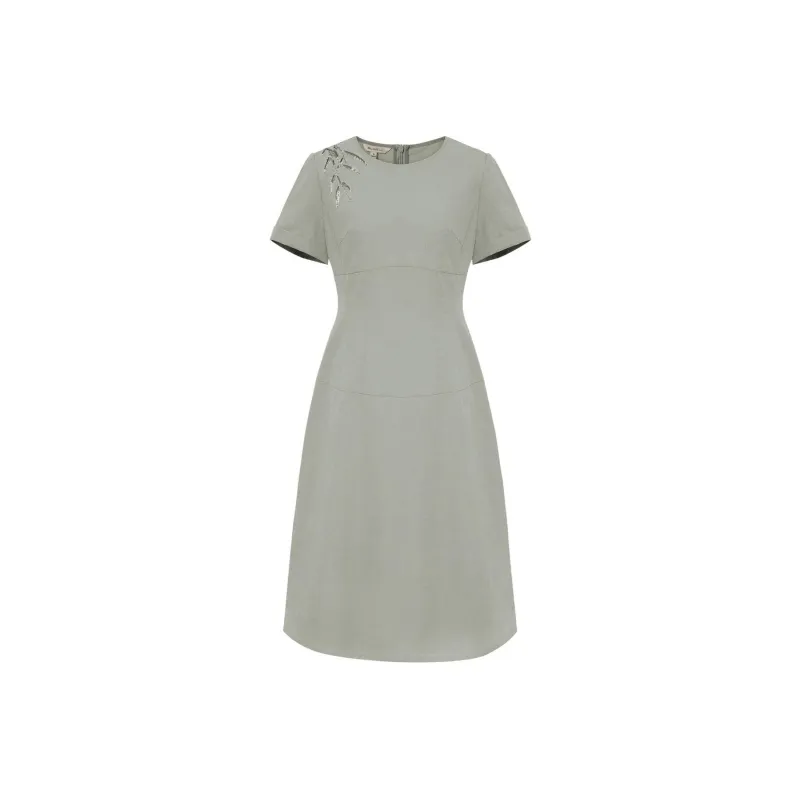 BBLLUUEE Short Sleeved Dress Women's Teal Water Green-0