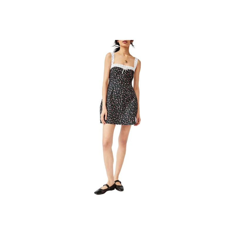 FOR LOVE & LEMONS Camille Mini Dress Slip Dress Women's BLACK/Black-0